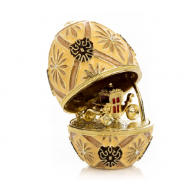 Brown Faberge Royal egg with Carriage / Шкатулка